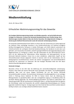 Medienmitteilung - Kantonaler Gewerbeverband Zürich