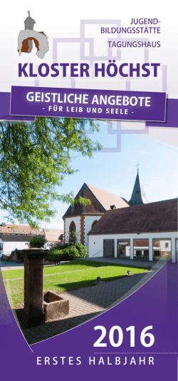 Spirituelle Angebote erstes Halbjahr 2016