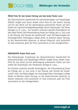 ÖGGH Posterpreise 2016 - Österreichische Gesellschaft für