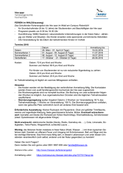 Infoblatt zur Ferienbetreuung