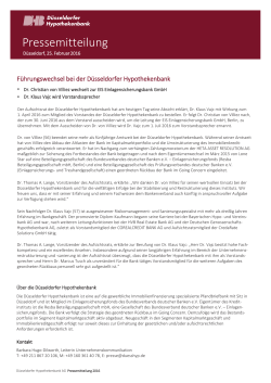 Pressemitteilung - Düsseldorfer Hypothekenbank AG
