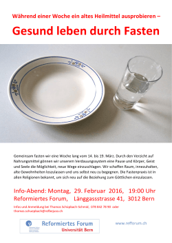 Gesund leben - Reformiertes Forum Universität Bern