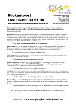 Rückantwort Fax: 06359 93 91 90 - Energieregion Rhein
