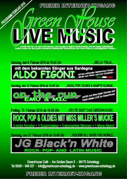 GreenHouse Live Music Februar 2016