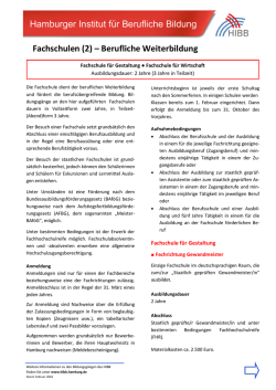 Infoblatt Fachschule f&uuml;r Gestaltung - HIBB