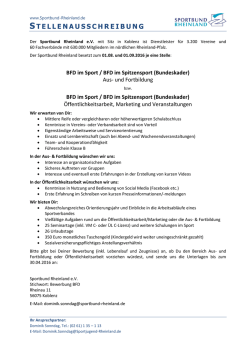 STELLENAUSSCHREIBUNG - Sportbund Rheinland