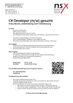 C# Developer (m/w) gesucht - Network & Security eXperts