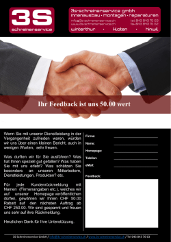 Ihr Feedback ist uns 50.00 wert - 3S