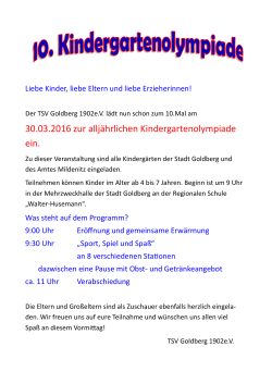 Einladung zur 10. Kindergartenolympiade des TSV Goldberg