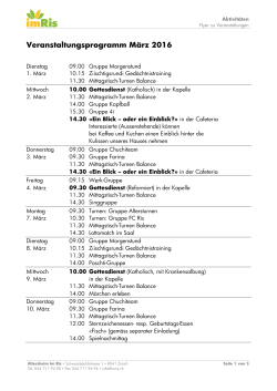 Veranstaltungen im Februar 2016