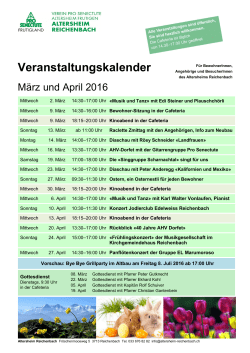 Veranstaltungskalender - Altersheim Reichenbach