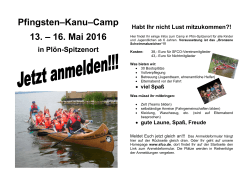 Pfingsten–Kanu–Camp 13. – 16. Mai 2016 in Plön