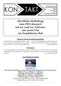 Herzliche Einladung zum PFG-Konzert am 22. und 23. Februar, um