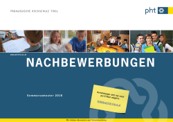 nachbewerbungen - Pädagogische Hochschule Tirol