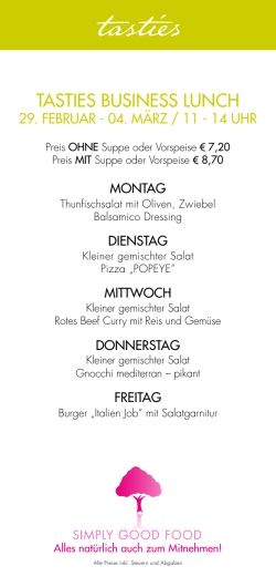 Tasties Wochenmenü