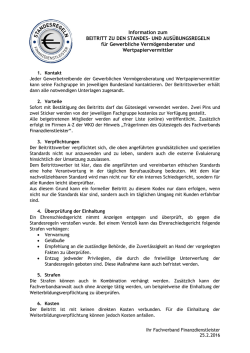 Information zum Beitritt zu den Standesregeln