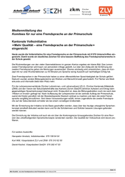 Initiative f&uuml;r nur eine Fremdsprache an der Primarschule