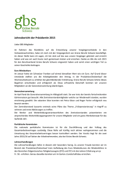 Jahresbericht der Pr&auml;sidentin 2015