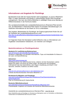 Informationen und Angebote f&uuml;r Fl&uuml;chtlinge