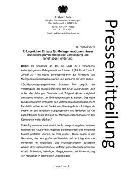 Eckhard Pols Erfolgreicher Einsatz f&uuml;r Mehrgenerationenh&auml;user