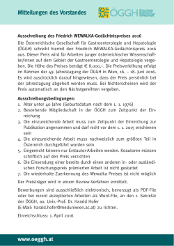 ÖGGH Wewalkapreis 2016 - Österreichische Gesellschaft für