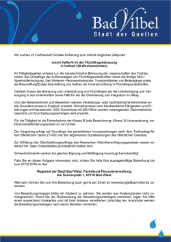 Helfer/in in der Fl&uuml;chtlingsbetreuung im Fachbereich