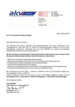 Graz, 24.02.2016/DI 27 S 15/16g Insolvenz Robert Seitinger Sehr