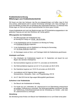 Krabbelstubenordnung - Pfarr-Caritas Kindergarten und