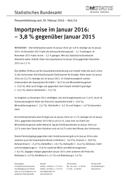 Importpreise im Januar 2016: – 3,8