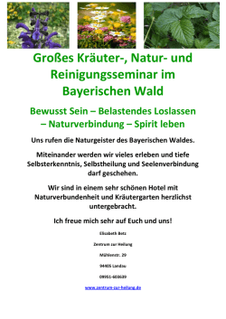Gro&szlig;es Kr&auml;uter-, Natur- und Reinigungsseminar im