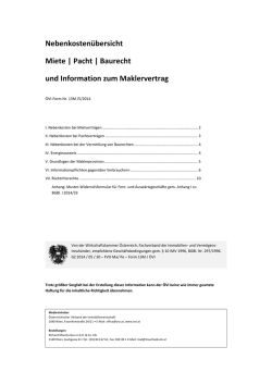 Nebenkostenübersicht und weitere Informationen Mieter und