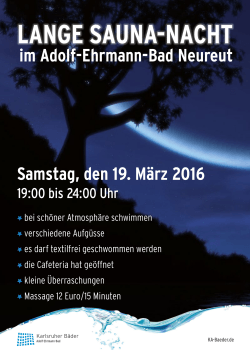 im Adolf-Ehrmann-Bad Neureut Samstag, den 19. März 2016