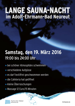 im Adolf-Ehrmann-Bad Neureut Samstag, den 19. M&auml;rz 2016