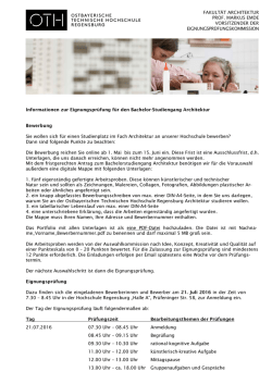 Eignungspr&uuml;fung - Ostbayerische Technische Hochschule