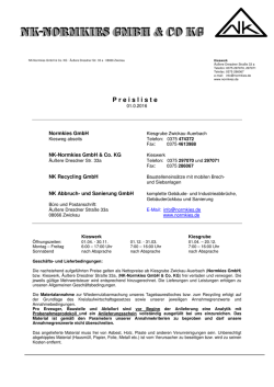 aktuelle Preisliste als PDF