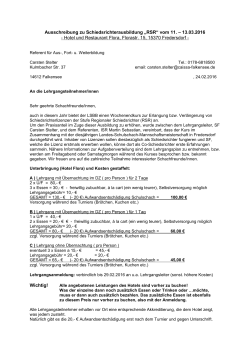 Ausschreibung zu Schiedsrichterausbildung „RSR“ vom 11. – 13.03