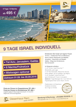 9 TAGE ISRAEL INDIVIDUELL