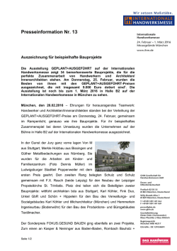 Presseinformation Nr. 13 - Internationale Handwerksmesse