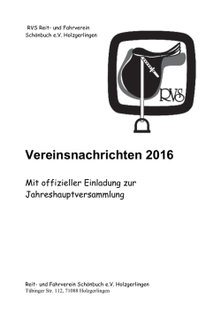 Die Vereinsnachrichten 2016