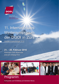 11. Internationales Wintersymposium der DGOI in Zürs