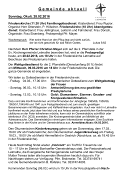 Infoblatt Gemeinde aktuell - Evangelische Kirchengemeinde Letmathe