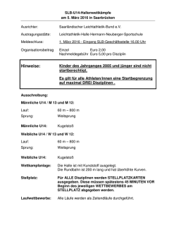 SLB-Hallenwettkämpfe Jugend U14 am 5. März 2016 in Saarbrücken