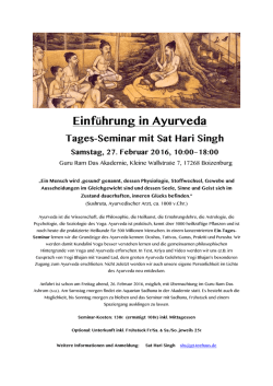 Einführung in Ayurveda - Guru Ram Das Aquarian Academy