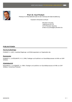 Prof. Dr. Kurt Porkert - Hochschule Pforzheim