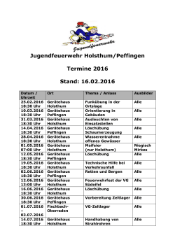 Jugendfeuerwehr Holsthum/Peffingen Termine 2016 Stand: 16.02