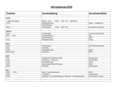 Jahresplanung 2016 Termine Veranstaltung Verantwortliche