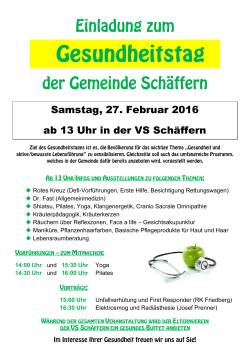 Samstag, 27. Februar 2016 ab 13 Uhr in der VS Schäffern