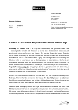 Klöckner & Co vereinbart Kooperation mit Software