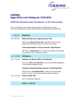 AGENDA Sage Office Line Infotag am 10.03.2016