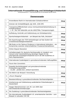 Internationale Prozessf&uuml;hrung und Schiedsgerichtsbarkeit